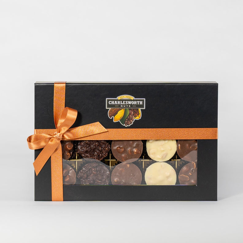 15 decadent chocolates in a black box and nice ribbon, perfect for any gift