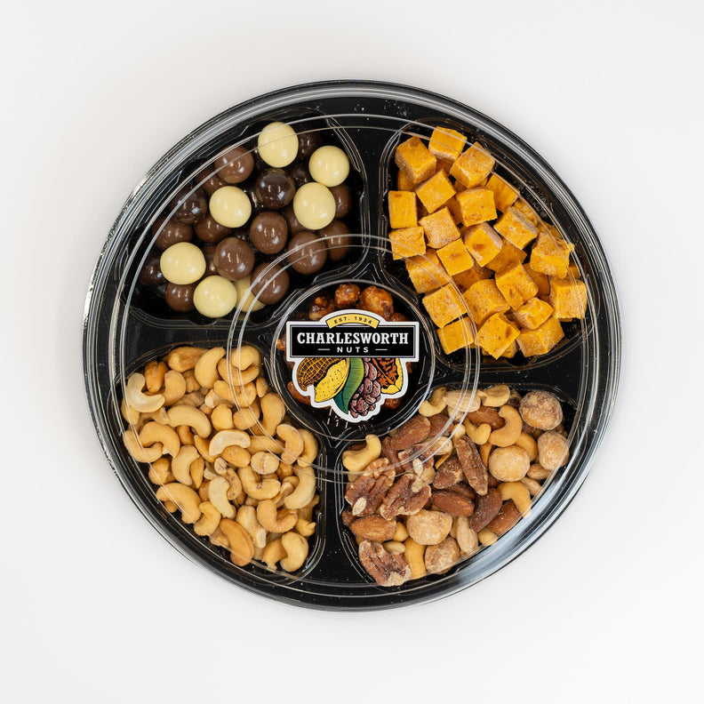 Party snack pack featuring a mix of nuts and chocolates, perfect for sharing and enjoying at events.