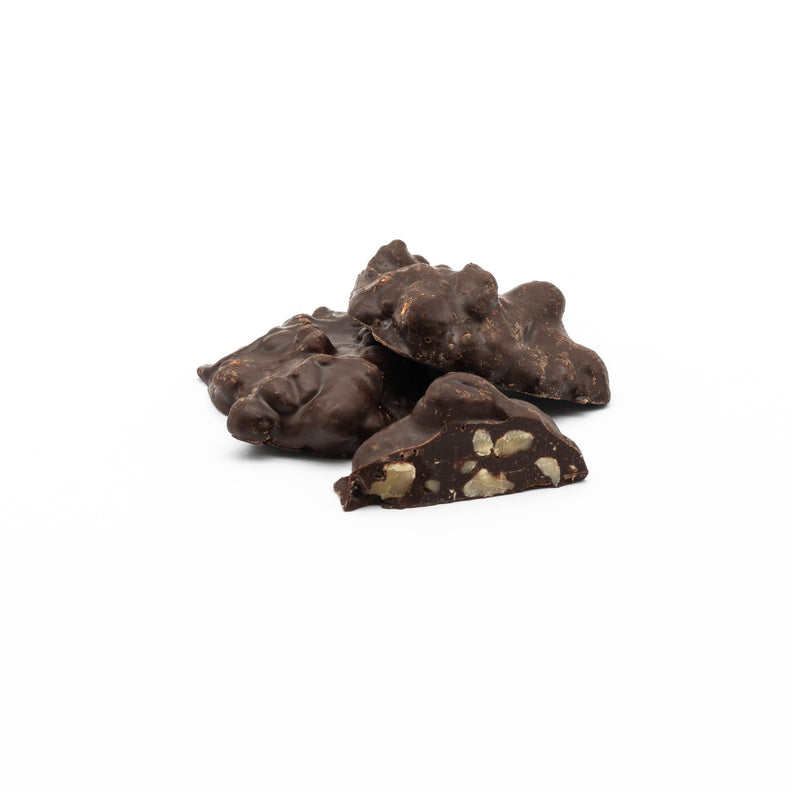 60% cocoa dark chocolate ith a delightful walnut crunch and coffee infusion