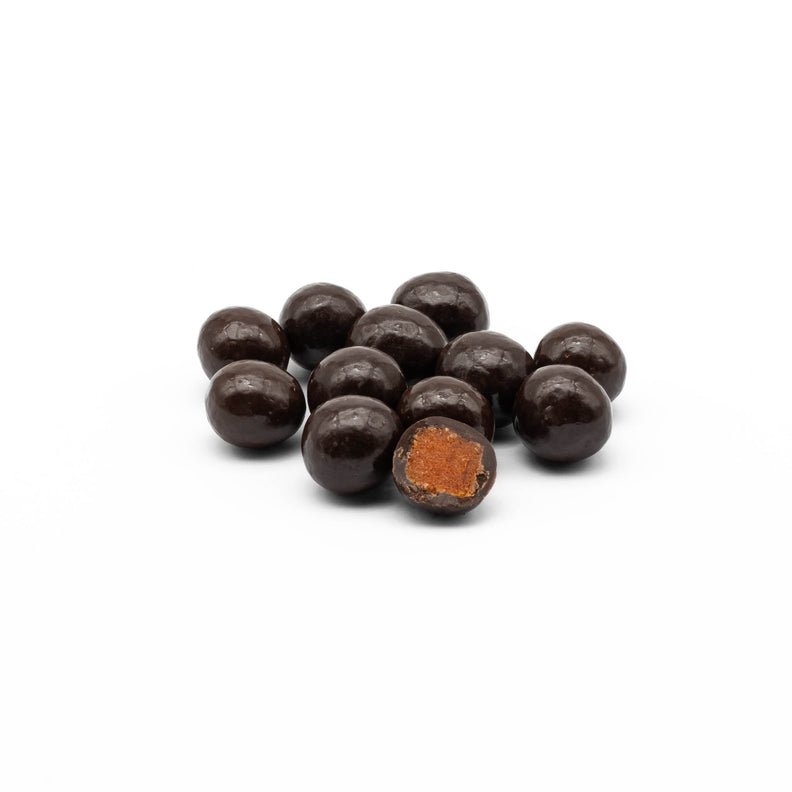 Apricots covered with dark chocolate 