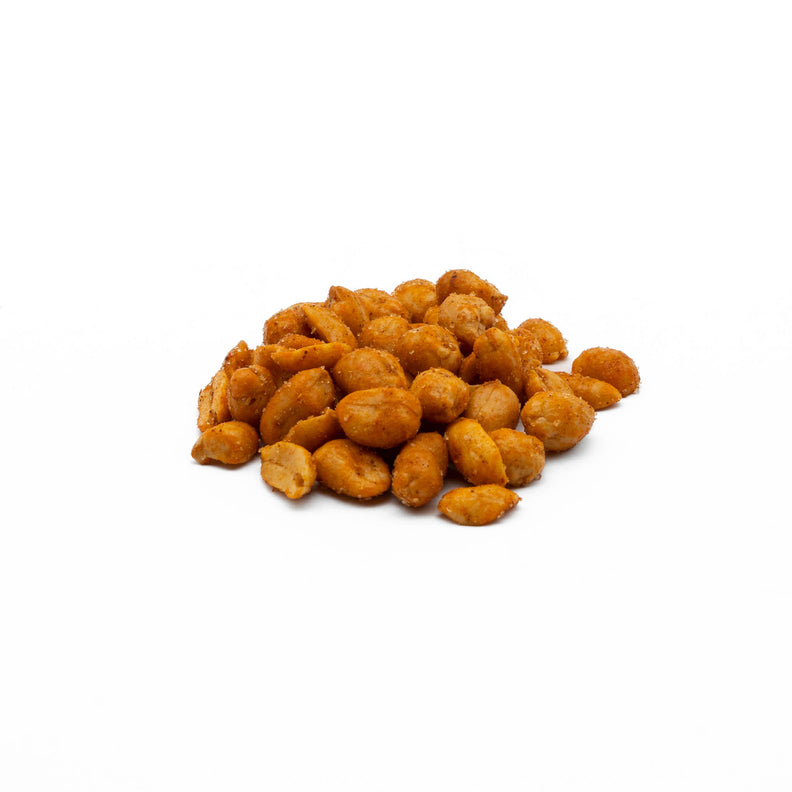 Peanuts seasoned with a fiery barbecue spice