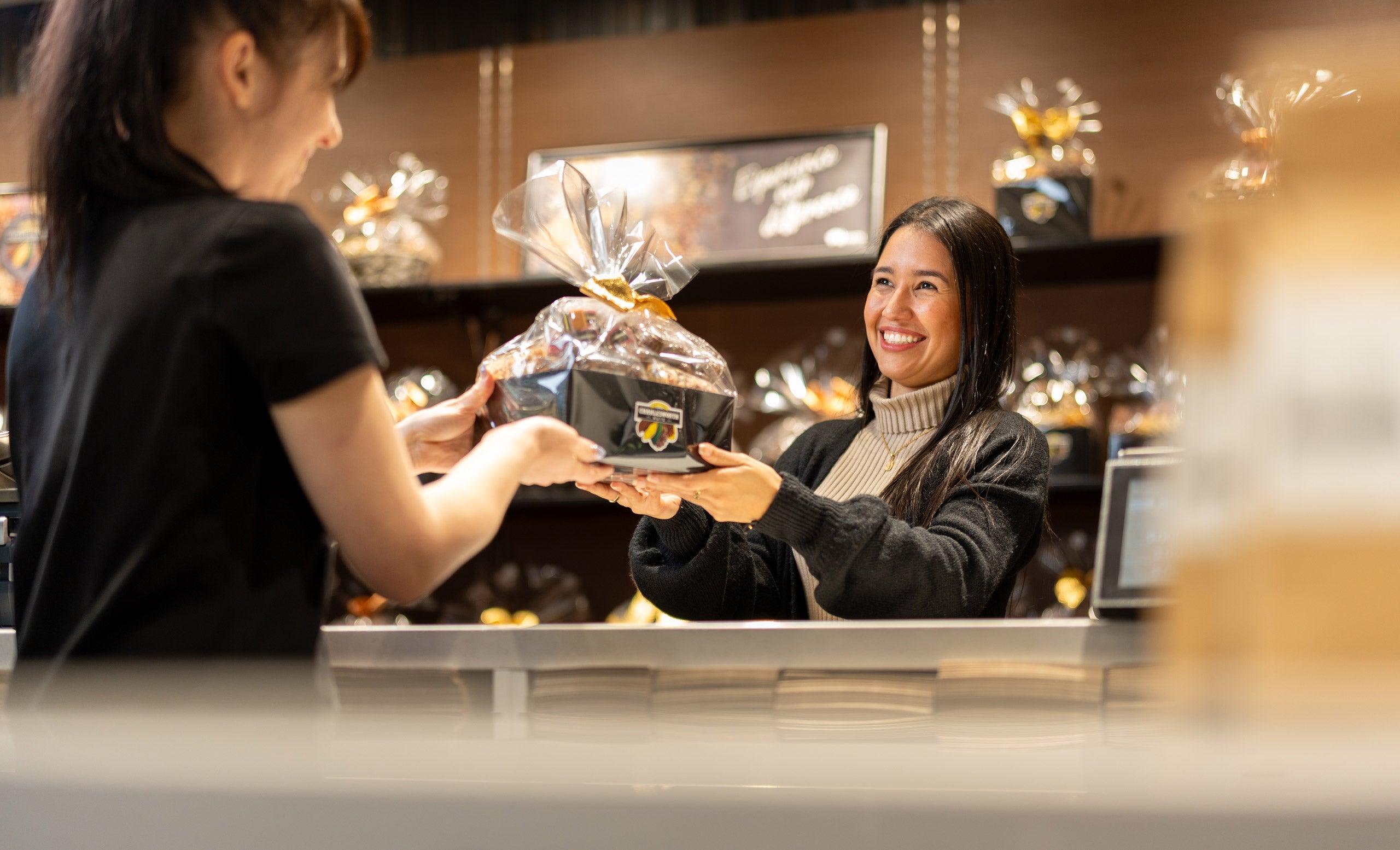 "Charlesworth client receiving a gift basket"