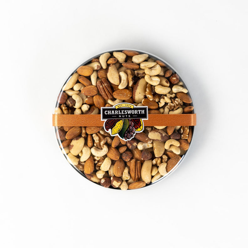 Charlesworth Nut's No. 1 Raw Mix is a premium selection of 5 different nuts: Almonds, Brazils, Cashews, Hazelnuts and Walnuts.