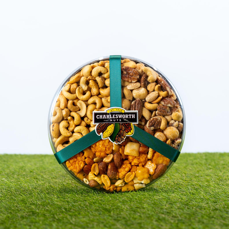 Fathers day savoury gift combo filled with mixed nuts and crackers.